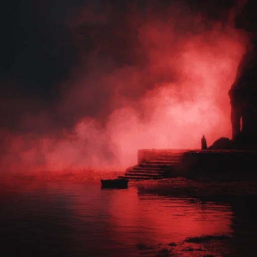 Bleeding Red Mist Over River Styx in Elden Ring