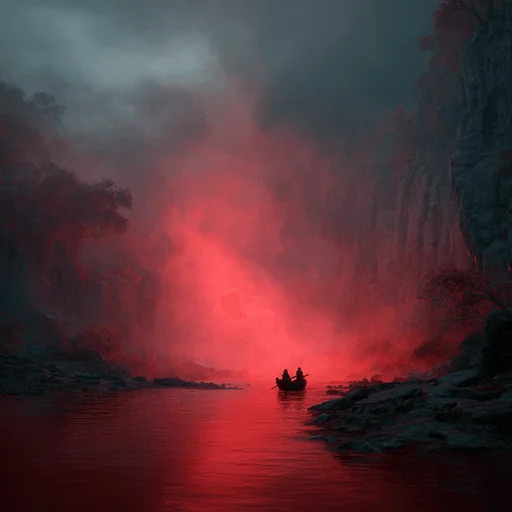 Bleeding Red Mist Over River Styx in Elden Ring