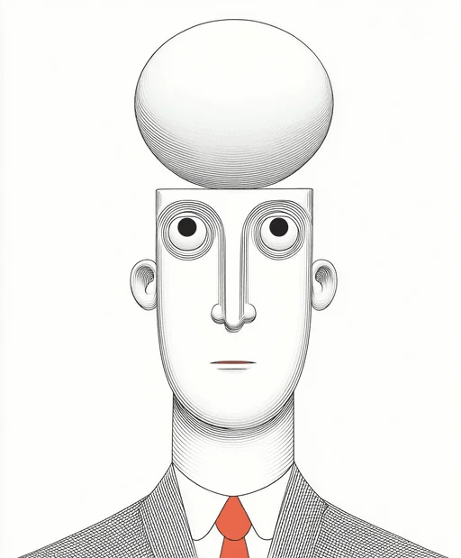 Busker Balancing Ball and Egg in Blue Ink