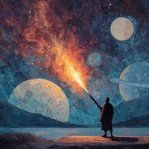 Galactic Explorer with Torch Sword on Earth