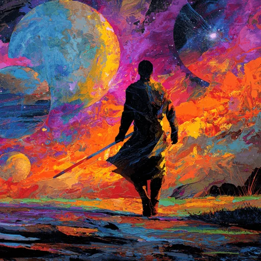 Galactic Explorer with Torch Sword on Earth