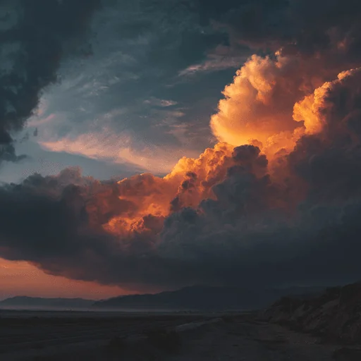 Fiery Orange Clouds at Sunset