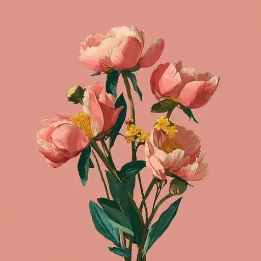 Pink Peonies Floral Illustration
