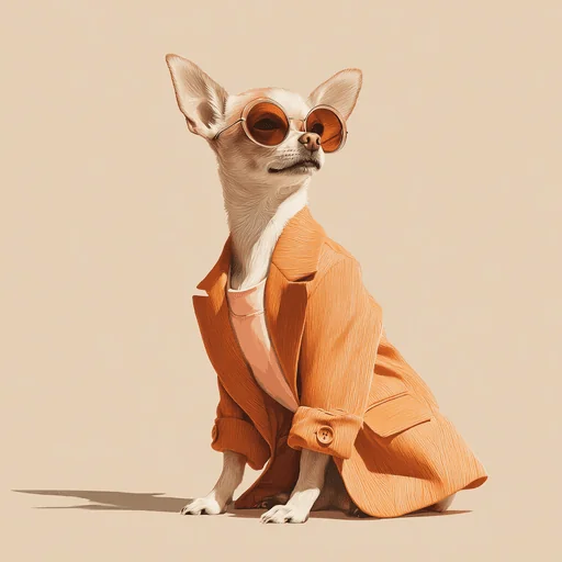Confident Chihuahua in Orange Blazer