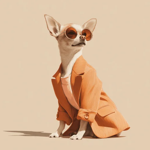 Confident Chihuahua in Orange Blazer