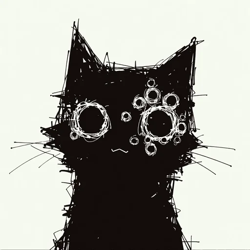 Black Cat with Multiple Eyes Sketch