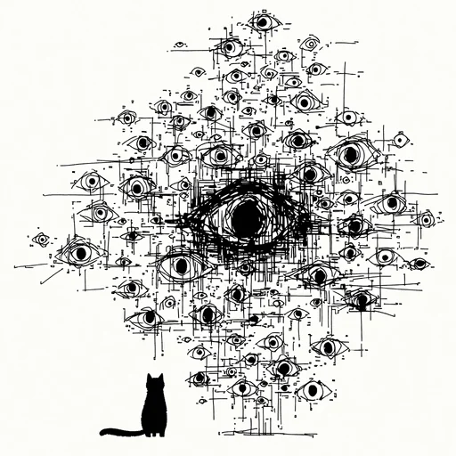 Black Cat with Multiple Eyes Sketch