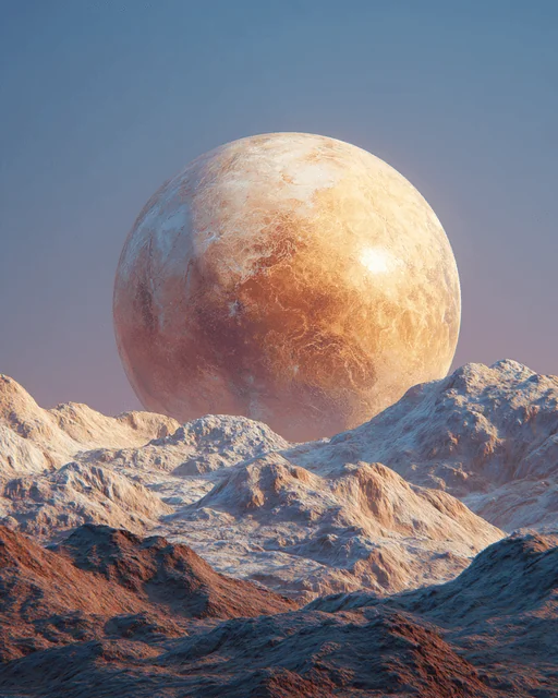 Massive Venus-like Planet Over Rocky Terrain