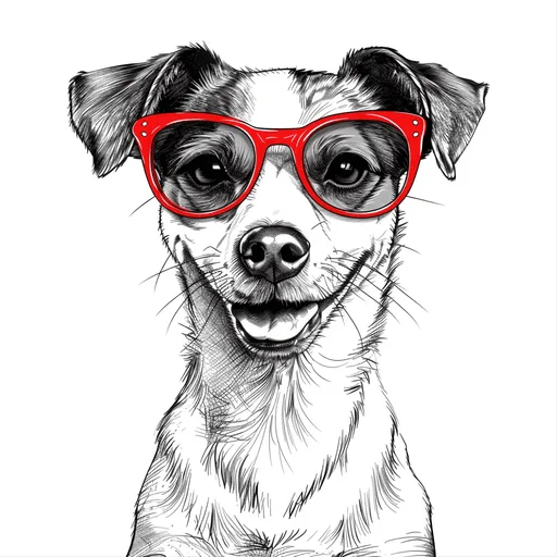 Jack Russell Terrier with Red Heart-Shaped Glasses