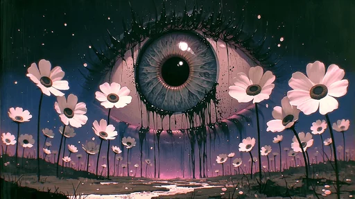 Surreal Eye Waterfall in Dreamlike Landscape
