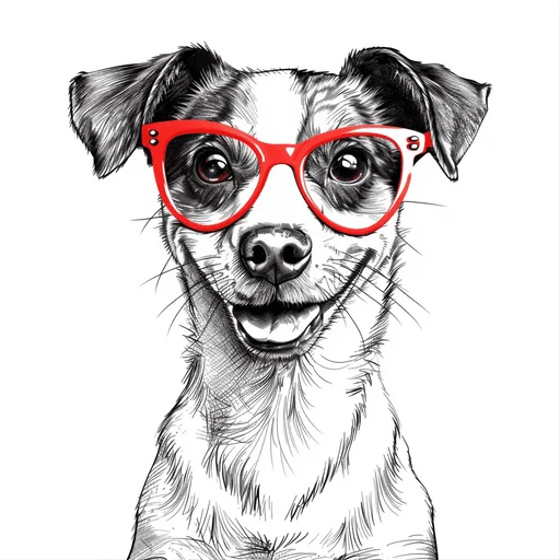 Jack Russell Terrier with Red Heart-Shaped Glasses