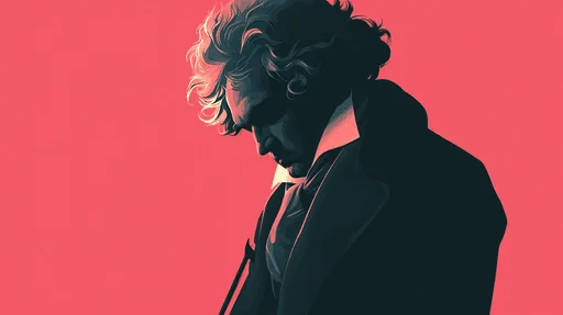 Minimalist Beethoven Playing Piano Illustration