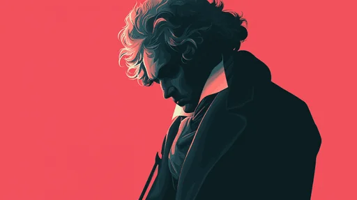 Minimalist Beethoven Playing Piano Illustration