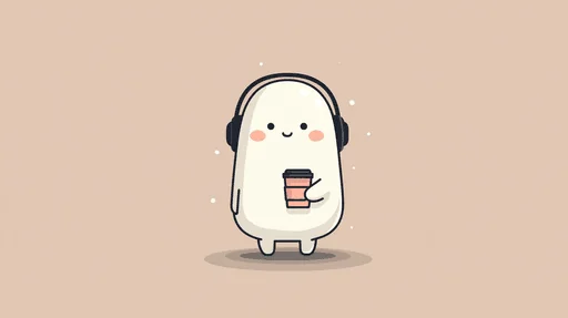 Minimal Blob Character with Coffee and Headphones