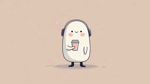 Minimal Blob Character with Coffee and Headphones