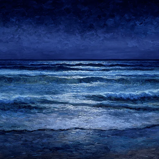 Moonlit Ocean Night with Gentle Waves