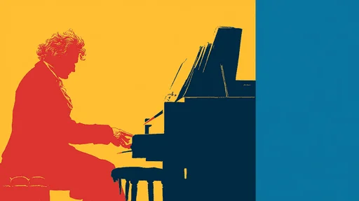 Minimalist Beethoven Playing Piano Illustration