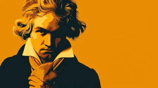 Minimalist Beethoven Playing Piano Illustration