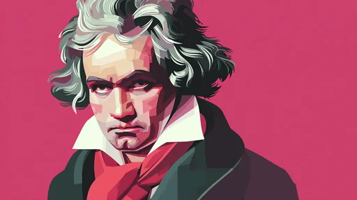 Minimalist Beethoven Playing Piano Illustration