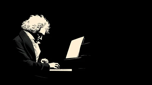 Minimalist Beethoven Playing Piano Illustration