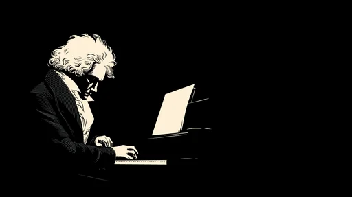 Minimalist Beethoven Playing Piano Illustration
