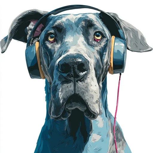 Bichon Frisé Wearing Pink Headphones