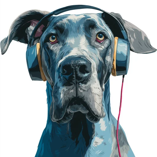 Bichon Frisé Wearing Pink Headphones