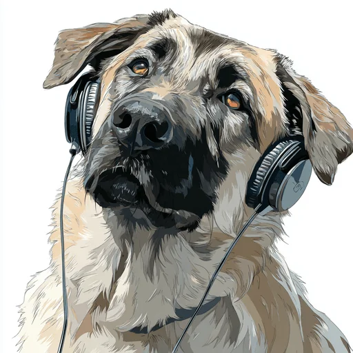 Bichon Frisé Wearing Pink Headphones