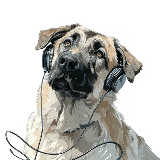 Bichon Frisé Wearing Pink Headphones