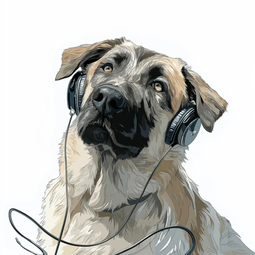 Bichon Frisé Wearing Pink Headphones