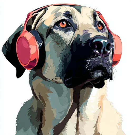 Bichon Frisé Wearing Pink Headphones