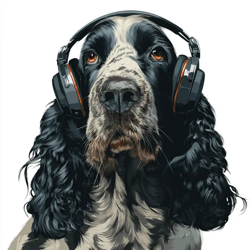 Bichon Frisé Wearing Pink Headphones