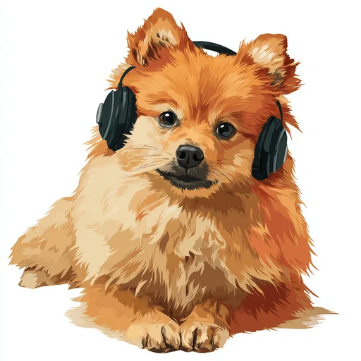 Bichon Frisé Wearing Pink Headphones