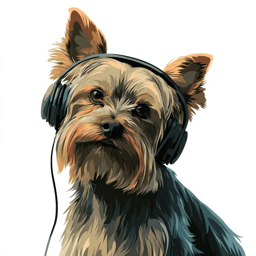 Bichon Frisé Wearing Pink Headphones