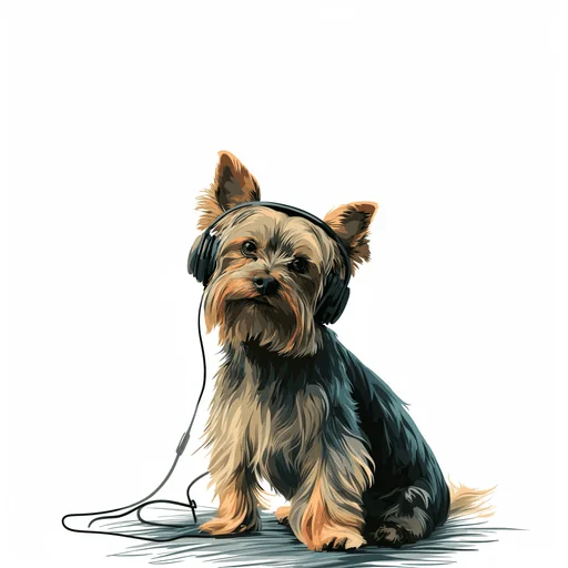 Bichon Frisé Wearing Pink Headphones