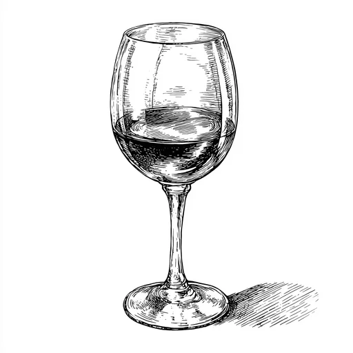 Hand-Drawn Wine Glass Sketch