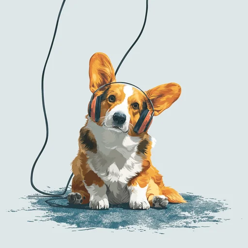 Bichon Frisé Wearing Pink Headphones