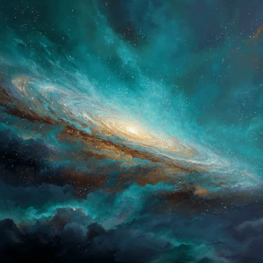 Hyper-Realistic Turquoise Galaxy Spiral