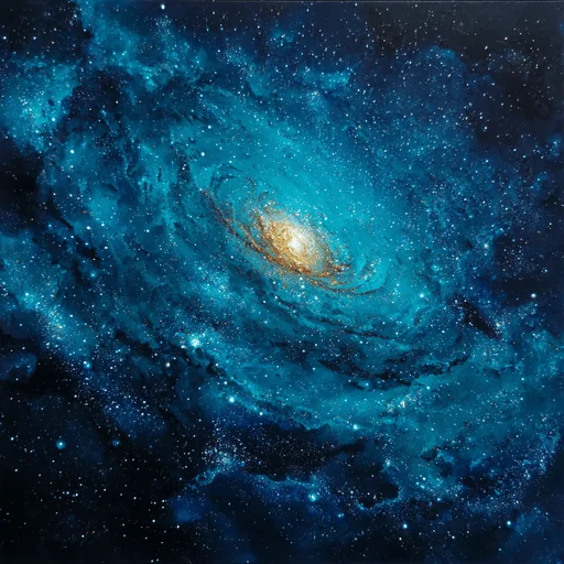 Hyper-Realistic Turquoise Galaxy Spiral