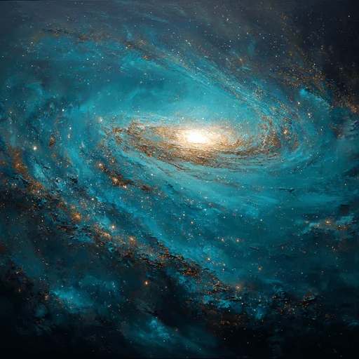 Hyper-Realistic Turquoise Galaxy Spiral
