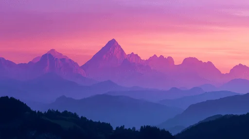 Sunset over Dachstein Massif with Alpine Peaks