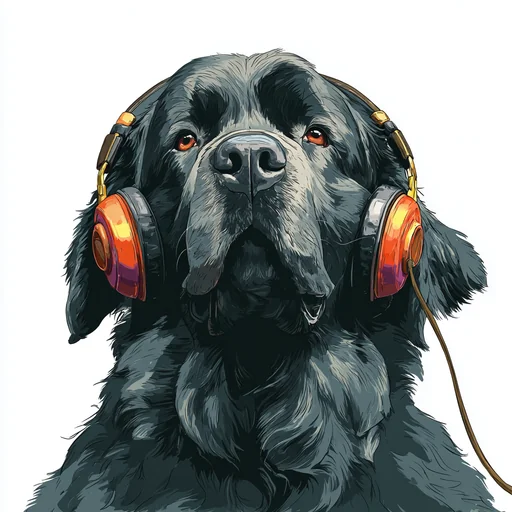 Bichon Frisé Wearing Pink Headphones