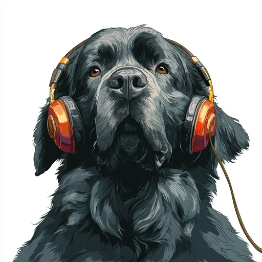 Bichon Frisé Wearing Pink Headphones