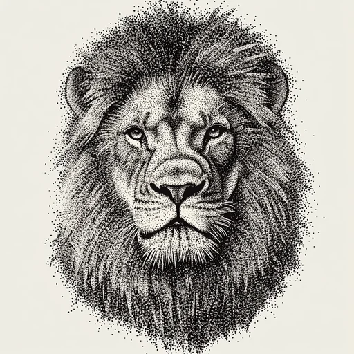 Intricate Stippling Lion Portrait