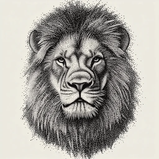 Intricate Stippling Lion Portrait