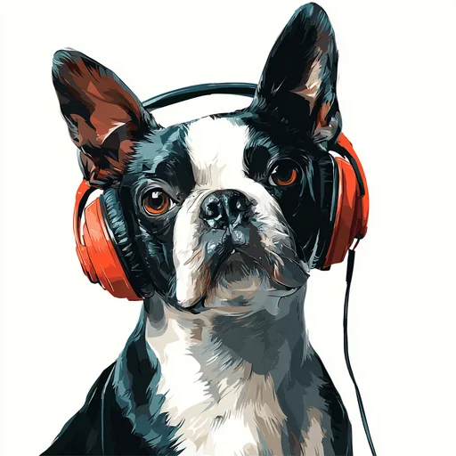 Bichon Frisé Wearing Pink Headphones