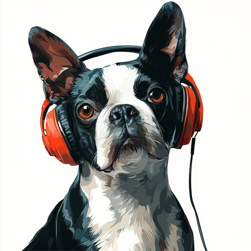 Bichon Frisé Wearing Pink Headphones