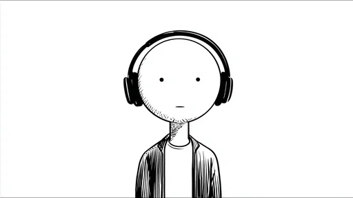 Minimalist Stick Figure with Headphones Close-Up