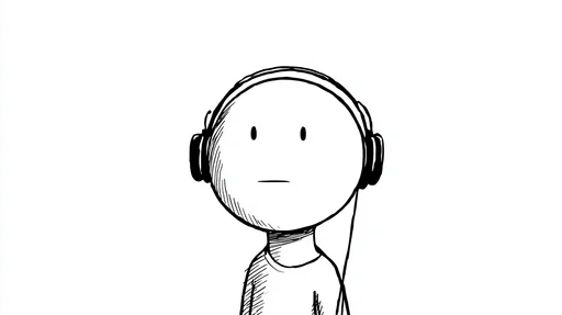 Minimalist Stick Figure with Headphones Close-Up