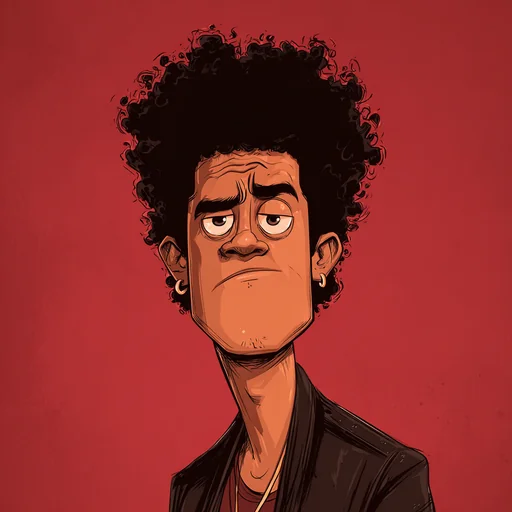 Bruno Mars Cartoon Portrait on Red